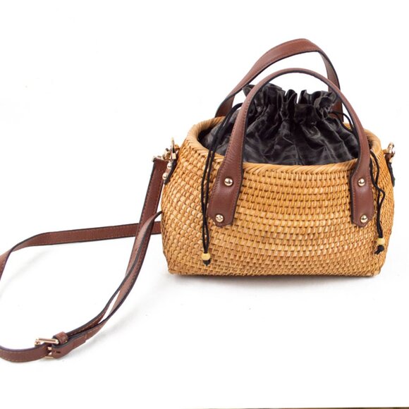 Pulicati Handmade Women Bag 2 Handled Basket Sinch Bag - Picture 3 of 10